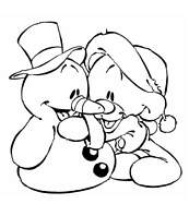 coloriage pimboli et bonhomme de neige